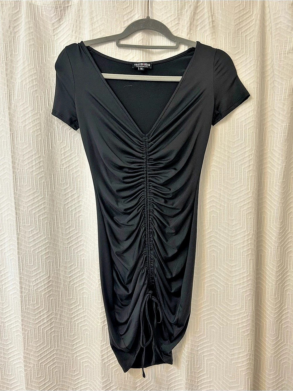 Fashion Nova Lhasa Ruched Dress Black Midi Dress